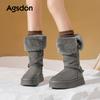 Thick-soled gray snow boots winter new plush cotton boots plush boots