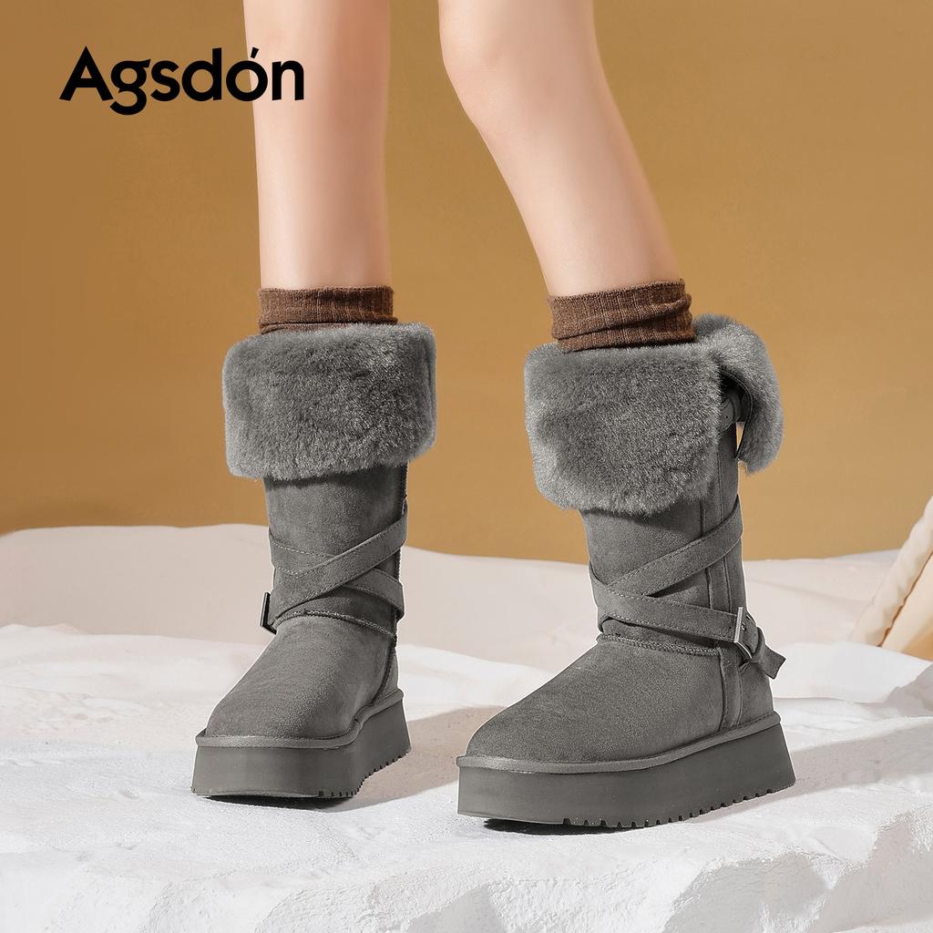 Thick-soled gray snow boots winter new plush cotton boots plush boots
