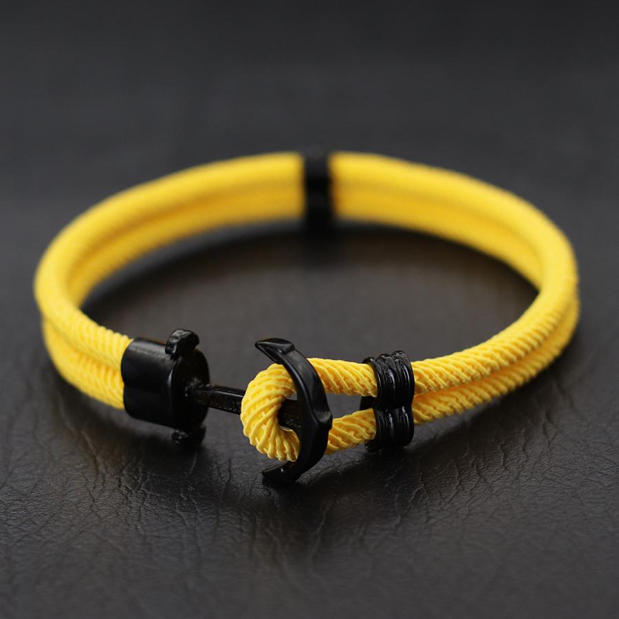 New Black Marine Anchor Bracelet For Men 4mm Bilayer Milan Rope Nautical Wrap Braclet Gifts For Him Surfing Accessories