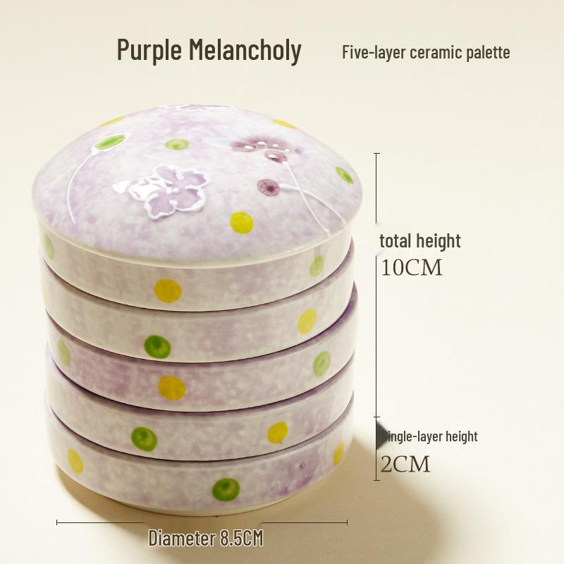 

Five-Layer Ceramic Chinese Painting Watercolor Palette Ink Dish