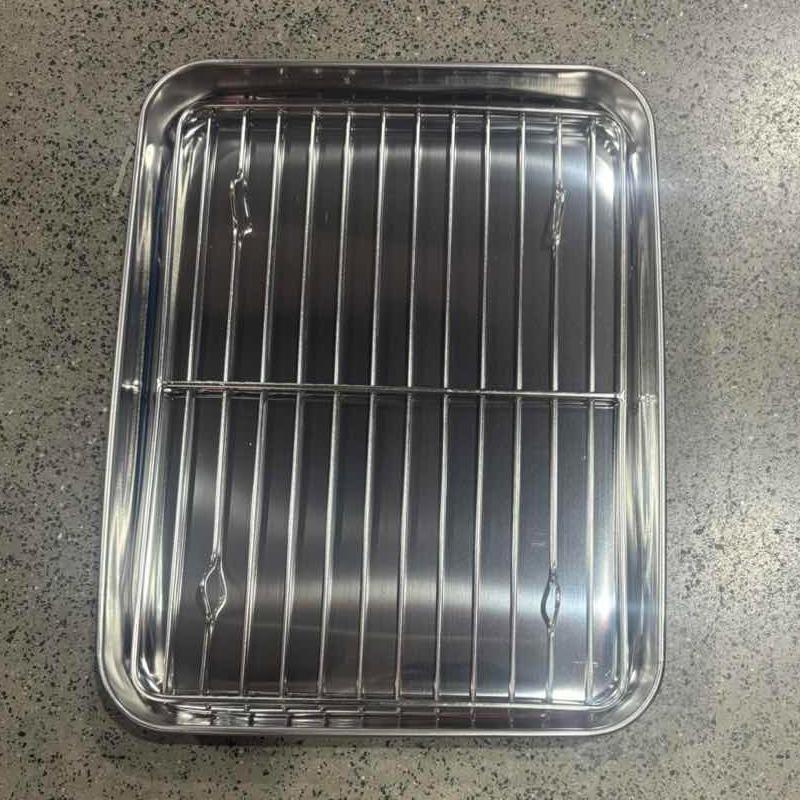 Stainless Steel Baking Pan Tray With Removable Wire Rack Bbq For Even Heat Distribution And Food Presentation Kitchen Gadgets