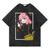 Washed Vintage T-Shirt Street Hip-Hop Anime SPYxFAMILY Cartoon Print Graphic Casual Cotton Summer Short-Sleeve - TT8021