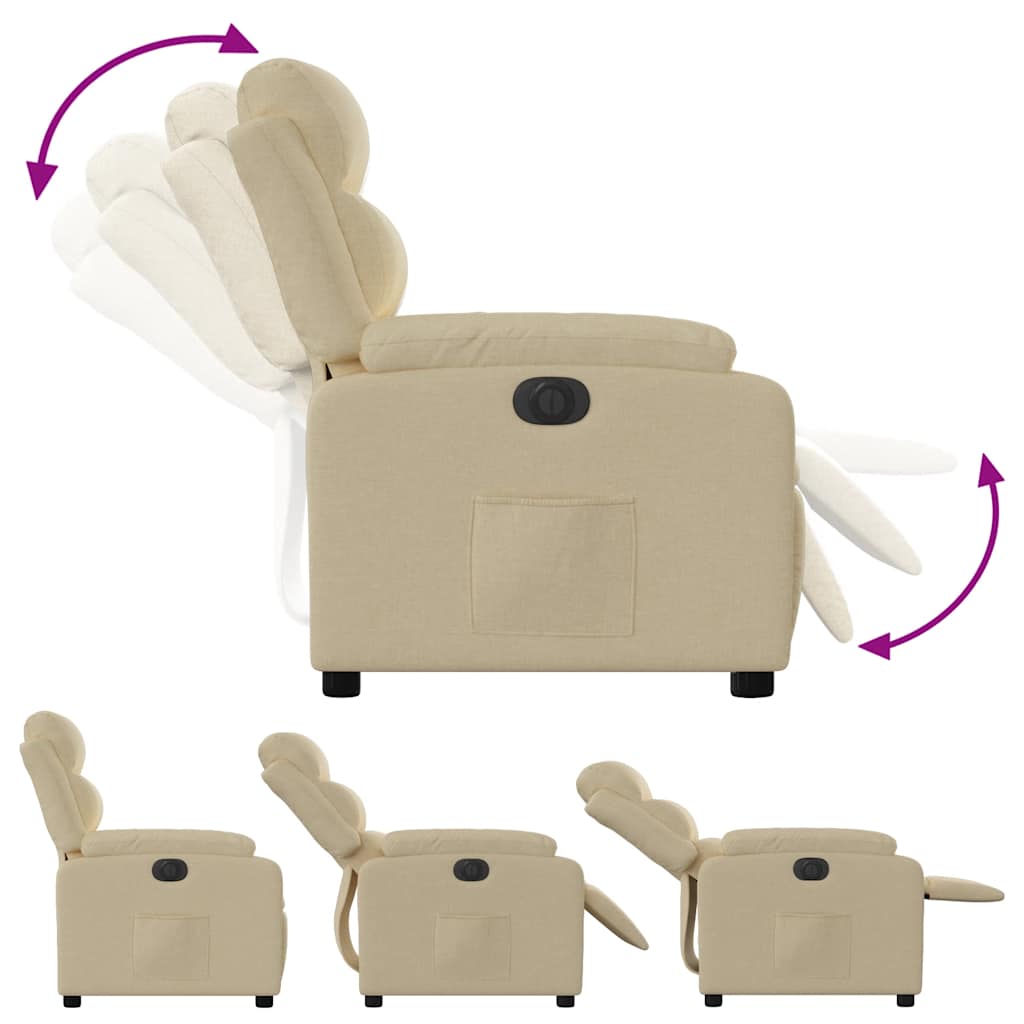 Electric Recliner Chair Cream Fabric