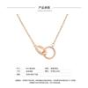 Korean Style Double Ring Full Diamond Titanium Steel Necklace Women Clavicle Chain