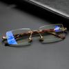 New Trend Frameless Reading Glasses Anti Blue Light Metal Presbyopia Eyewear Diopter +1.0 To +4.0 Fashionable Cut Edge