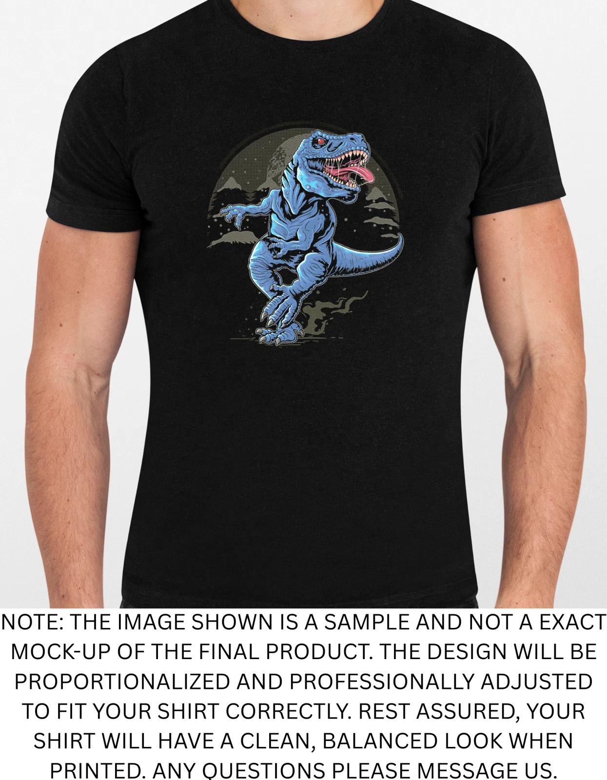 Men s and Women s T-shirts Blue Dinosaur Illustration Graphic XL