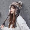 Retro thickened warm rhombus ear protection hat ins windproof Lei Feng hat personalized niche knitted hat female flying hat