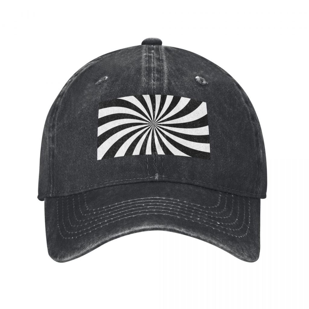 Black And White Swirl Baseball Caps Vintage Denim Washed Headwear Unisex Style Outdoor Running Hats