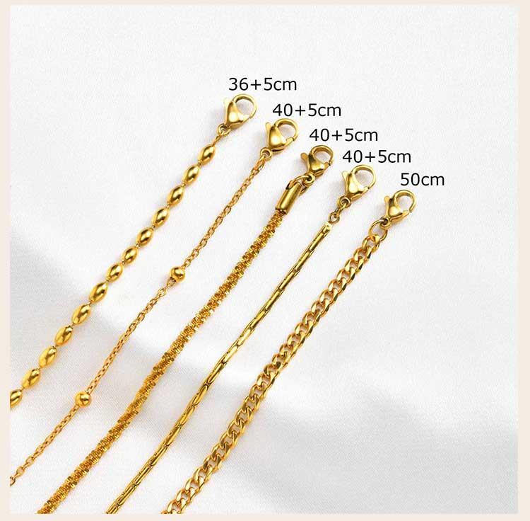 Collar de Cadena para Mujer Impermeable Chapado en Oro Multiestilo Cadena de una Sola Perla Joyería para Superponer Acero Inoxidable Libre de Manchas