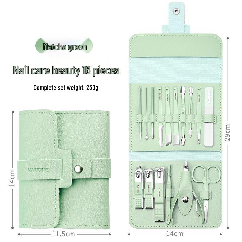 Portable Stainless Steel Nail Clipper Set with Glass File & Ear Pick