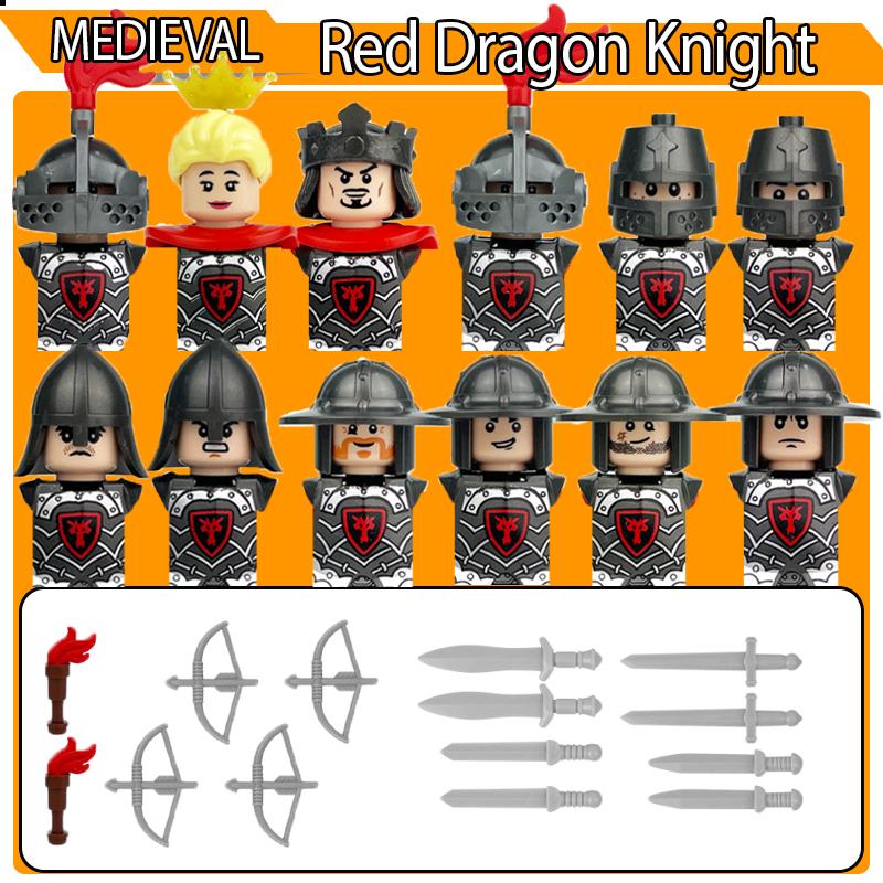 MOC Medieval Military Soldier Figures Buiding Blocks Castle King Red Dragon Scorpion Knights Warrior Accessories Bricks Toy Gift