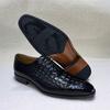 Fashion Men's Python Genuine Leather Dress Shoes Lace-Up Pointed Toe Wedding Formal Oxford Business Shoes in Black/Brown for Banquet