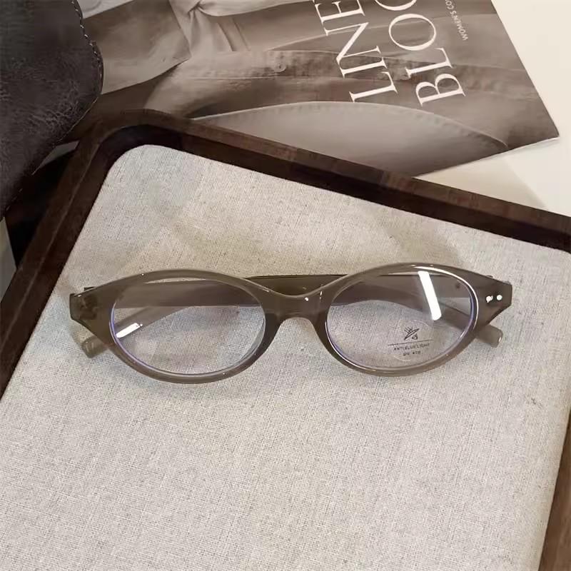Fashion  Vintage Oval Frame Glasses Retro Eyewear Brand Shades Computer Reading Eyeglasses Anti-Blue Light Glasses Decoration