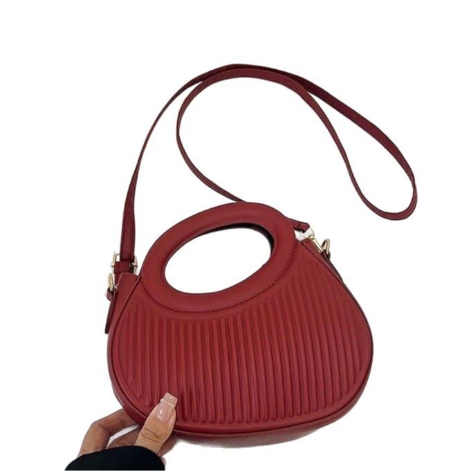 New Bag Autumn and Winter High-end Striped Dopamine Saddle Bag Niche Design Handbag Shoulder Messenger Bag