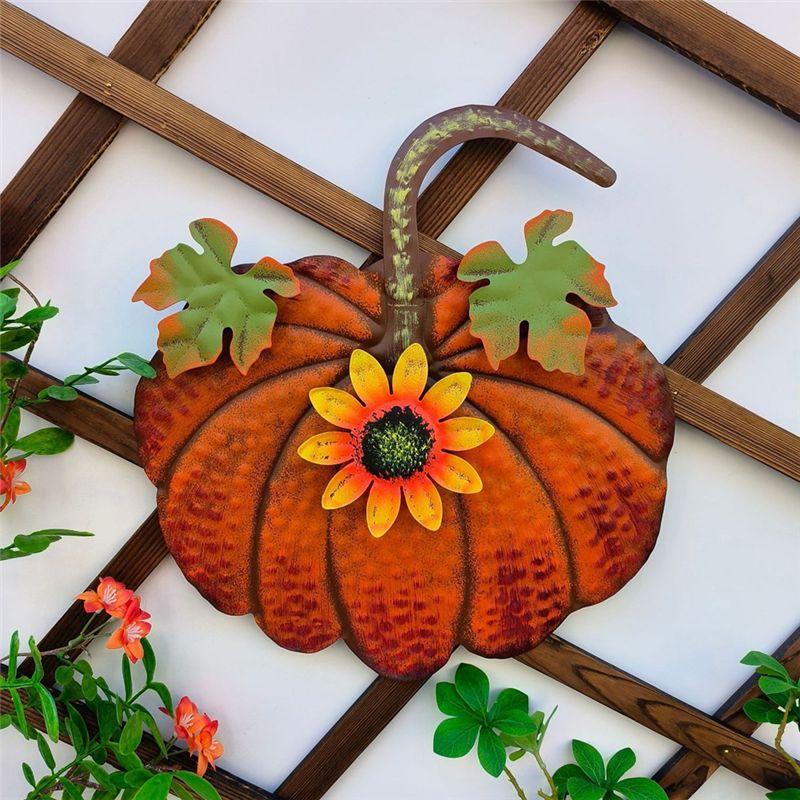 Good-Metal Pumpkin Garden Stake Fall Decor Decorative Rustic Pumpkin Yard Stake Sign Yard Decor Outdoor Thanksgiving
