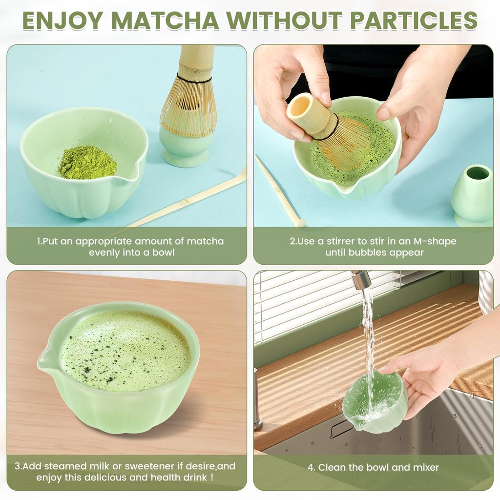Pretty Japanese Tea Set Includes Matcha Bowl Large-Content Matcha Kit with Matcha Whisk Holder Matcha Set for Tea Fans