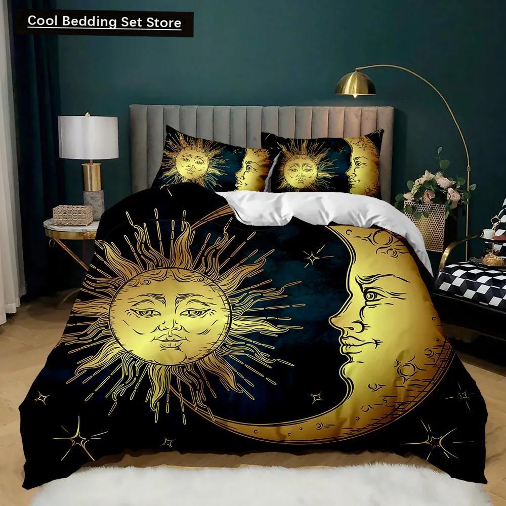 Bohemian Duvet Cover Set Golden Sun Twin Bedding Set Boho Style for Teens Adults Double Queen King Size Polyester Qulit Cover