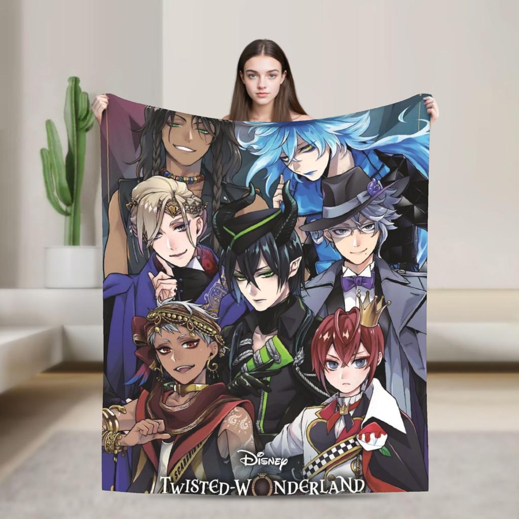 Twisted Wonderland Yuu Grim Koc TWST Gra rytmiczna Wełniany Nowość Oddychające Kocy do rzucania na pościel Salon Zima Samochód