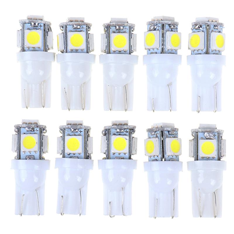 10Pcs White T10 Wedge 5-Smd 5050 5W5 Led License Plate Bulbs Indicator Light
