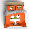 Cartoon Frog Art Set Decoration Bedding Set with 1 Duvet Cover 2 Pillowcases Single Double King Queen, Gift