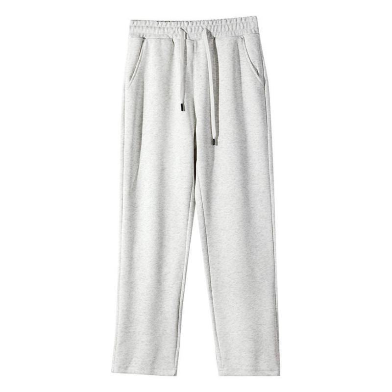 Ghua cotton wide-footed sweatpants spring and autumn men's same solid-color loose pants casual pants straight flat pants