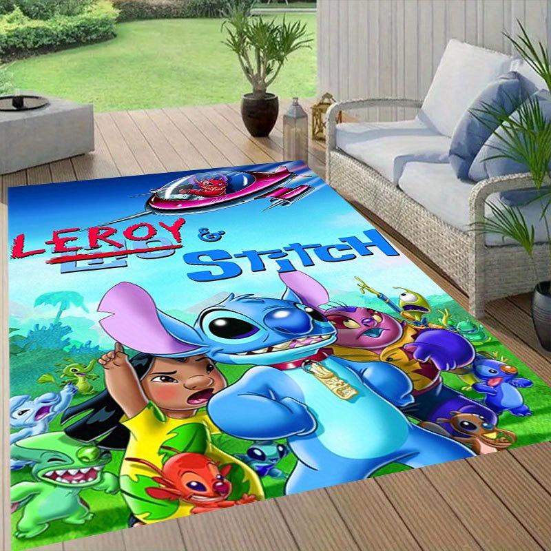 1pc Disney Lilo and Stitch Pattern Carpet Area Rug Non-slip Carpet Hand Washable Floor Mat Suitable For Living Room Bedroom Home Decor