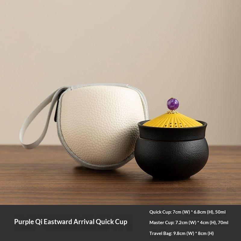 

Black Portable Gaiwan Ceramic Travel Tea Set with Bag Chinese Official Hat Teapot Quick Cup One Pot One Cup Set Travel Souvenir