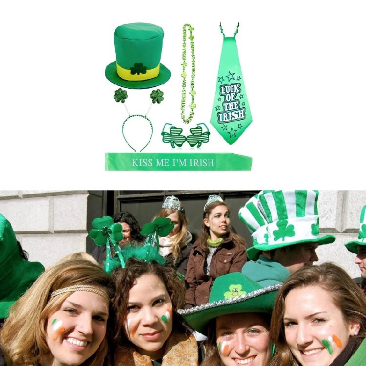Patricks Day Costume Set Party Favor Saint Patrick's Day Accessories Decorations Supplies Shamrock Eyeglasses Headband