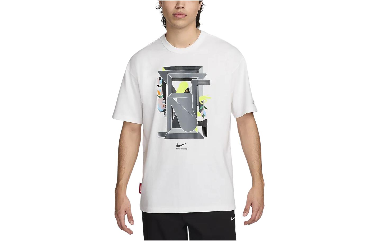 

Nike T Shirts Men s White Crew Neck Moderate Straight Fit FV3729-100 XL