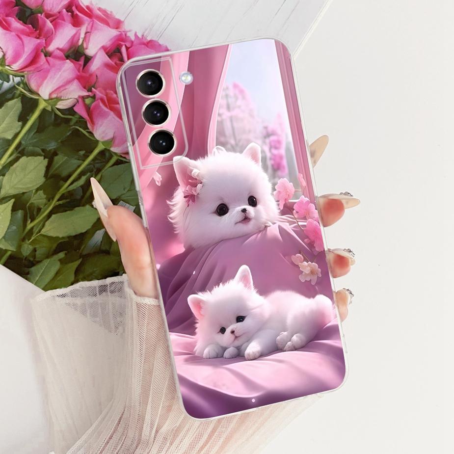 For Samsung Galaxy S21 Plus Case S21 FE Luxury Bow Flowers Painted Cover Soft Silicone Case For Samsung S21 Ultra S 21 S21+ Bags