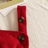 Autumn/Winter Baby Girl Ribbed Bodysuit, Corduroy Overalls Skirt & Bow Set