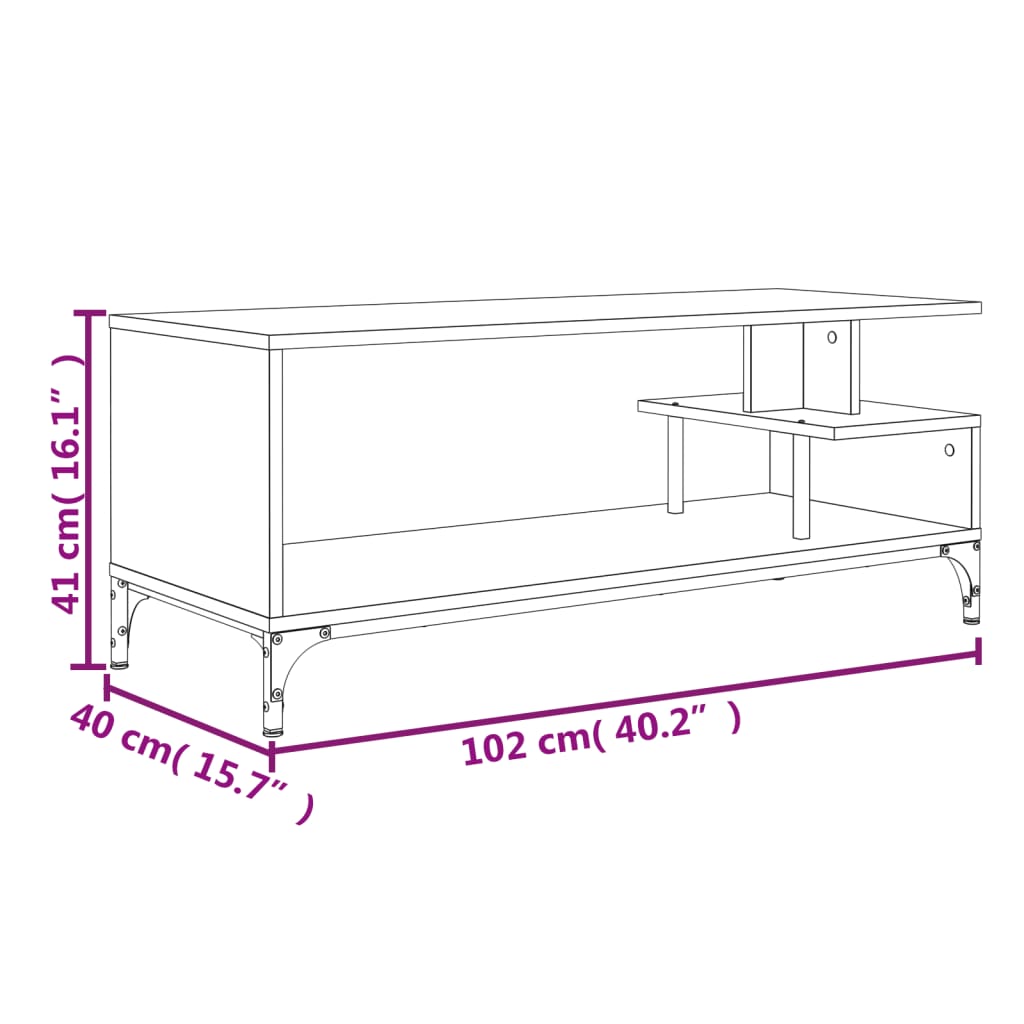 TV Stand in Grey Sonoma 102 x 40 x 41 cm Made of Particleboard and Steel