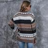 Damen Herbst und Winter Strickpullover mit Rautenmuster Lässiger, lockerer Pullover