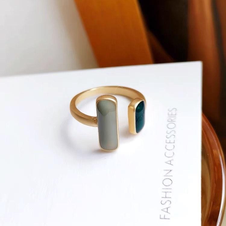 

Korean New Adjustable Colorful Drip Glaze Ring Women Fashion Retro Geometric Gold Colour Metal Rings Wedding Jewelry Gift