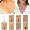 Wire Wrapped Hexagon Pillar Necklace Bullet Point Shaped Pendant Necklace Natural Stone Pendant Clavicle Chain Necklace