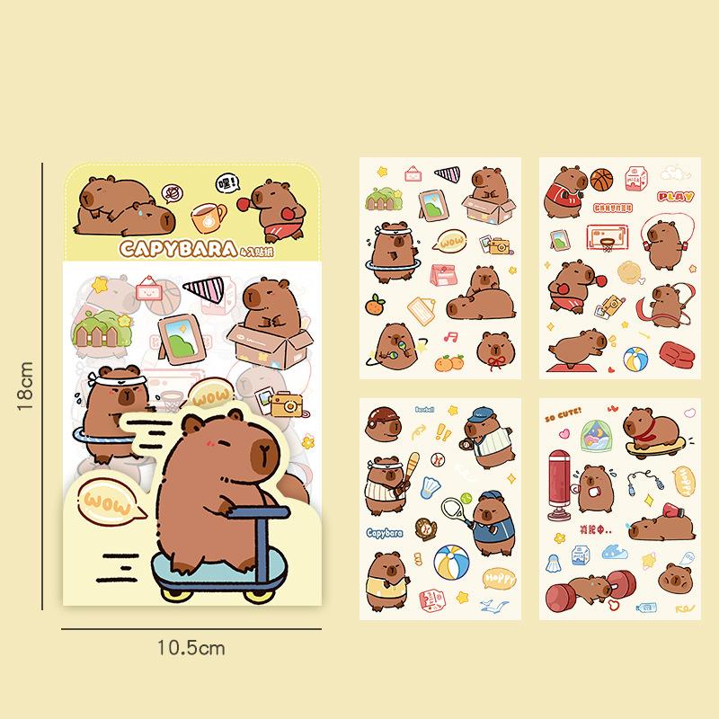 

4 листа Kawaii Cute Capybara Frosted Stickers Cartoon Diary Decoration Scrapbooking Journal Stickers Aesthetic Stationery School as the picture