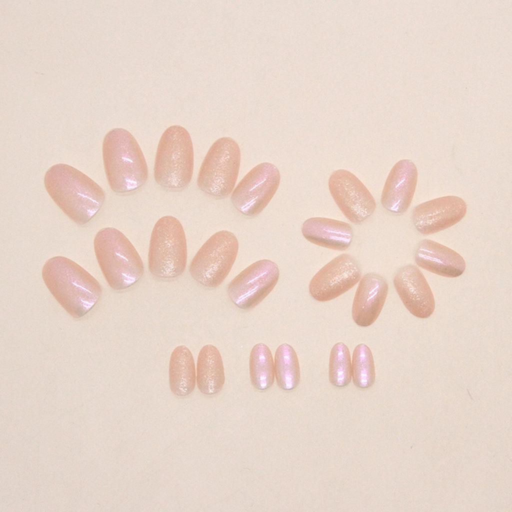 Pack of 24 Natural Short Square Glitter Design Glossy Fake Nails Full Cover False Nails Fit for Women Girls DIY Manicure