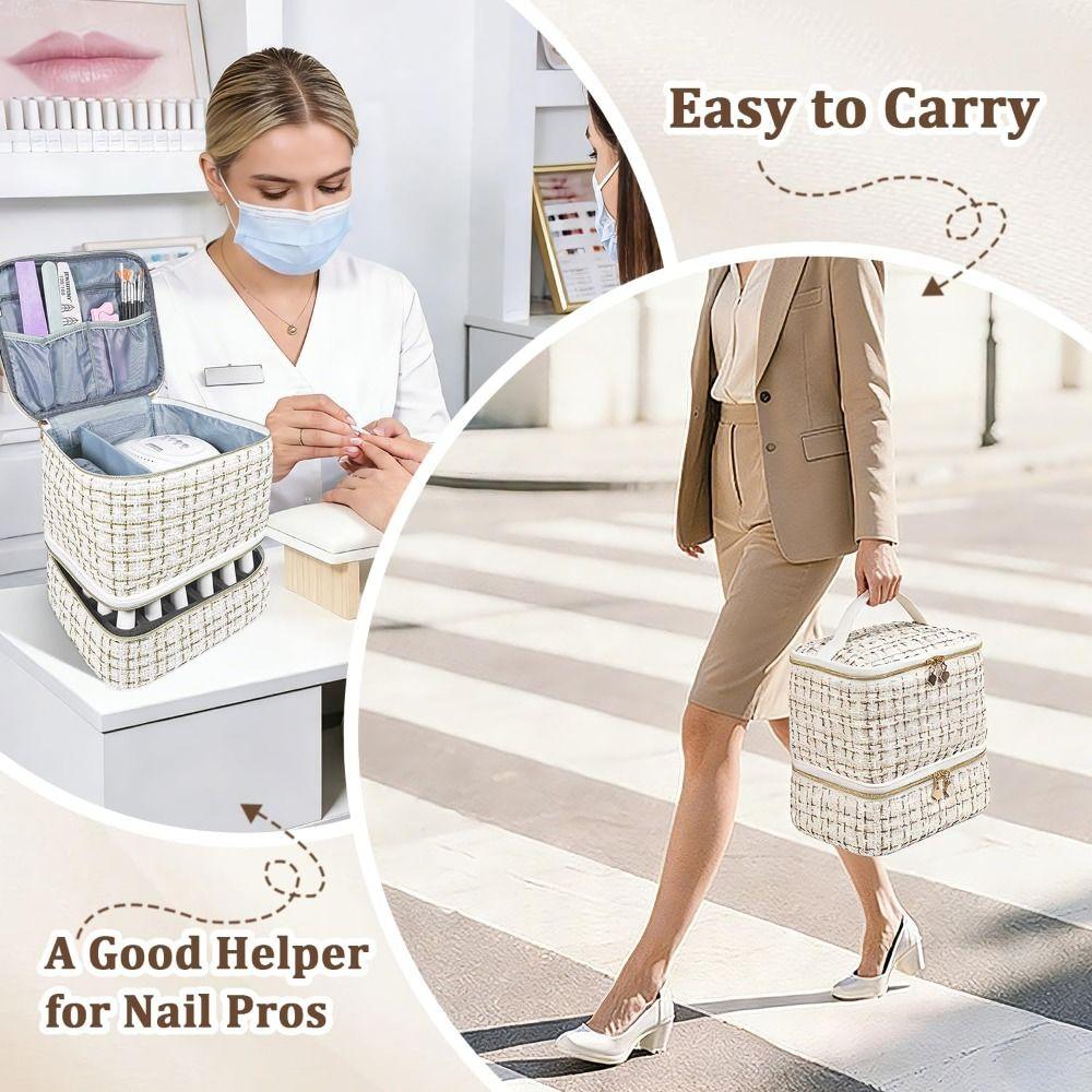 Adjustable Dividers Nail Polish Storage Bag Double-Layer Nail Kit Bag  Nail Stuff
