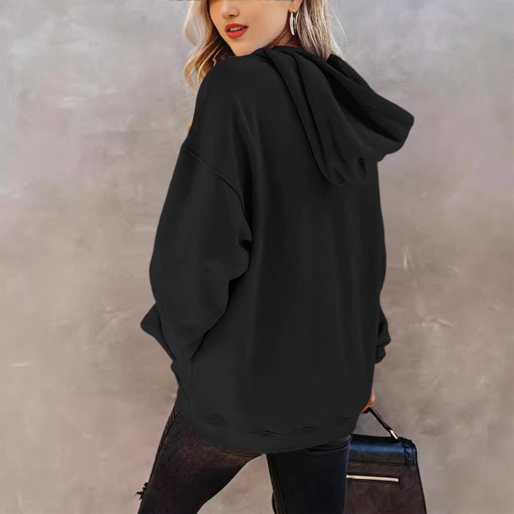 Women's Casual Pocket Hoodie Fashion Drawstring Pullover Top Sweatshirt