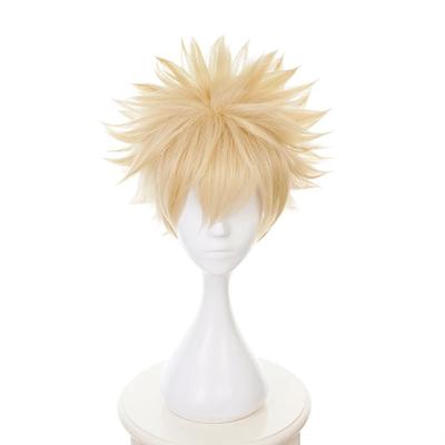 Bakugou Katsuki Bakugo Cosplay Wig Short Linen Blonde Heat Resistant Synthetic Hair Anime Cosplay Wigs + Wig Cap