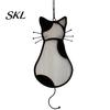 Retro Style Cat Decoration Acrylic Pendant, with Metal Hanging Chain, Stained Glass Effect Rental Friendly Window Decor Pendant Decoration,