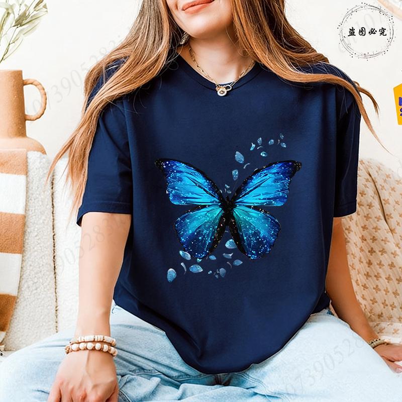 Fashion Butterflies Autism Awareness T-Shirt Women Clothing Summer Breathable Tops Short Sleeve Soft Comfortable Tee Shirt
