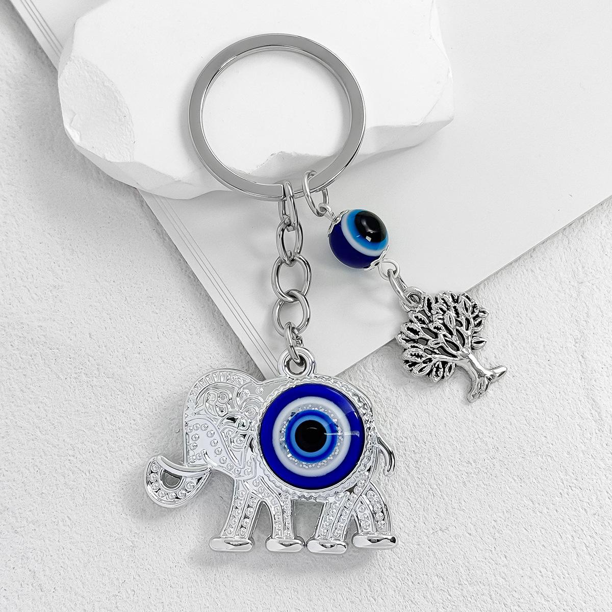 Heart-Shaped Water Drop Elephant Devil S Eye Pendant Accessories Keychain Keychain Elephant