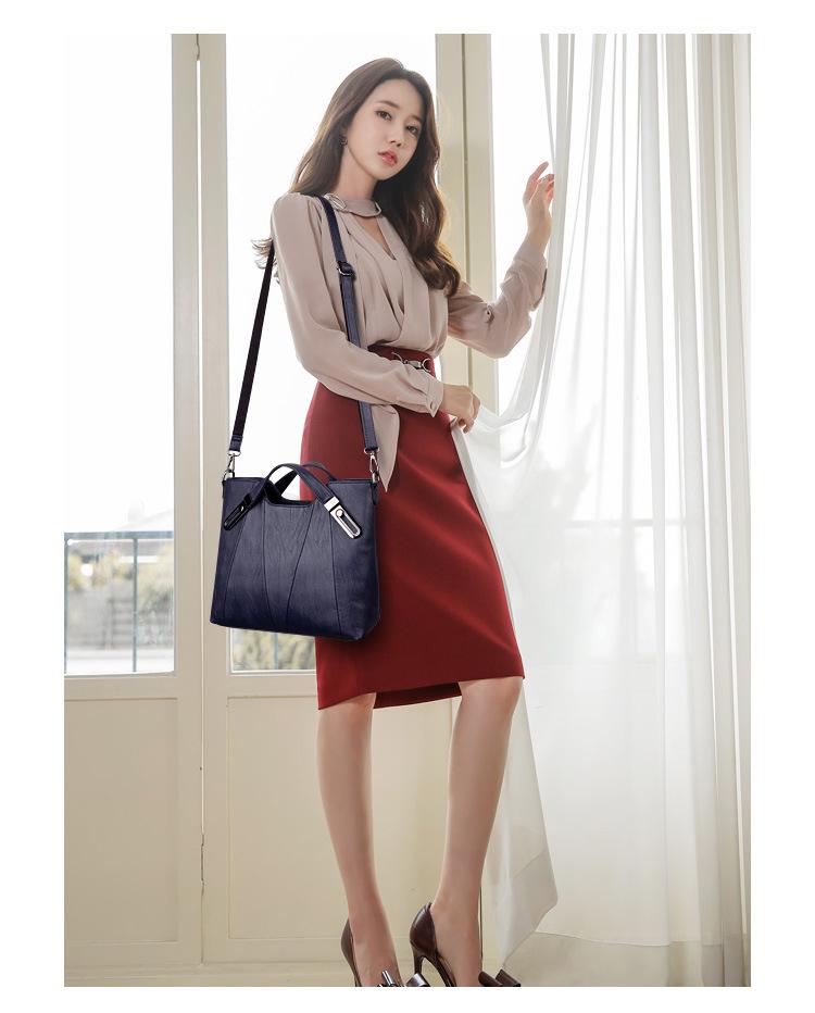 2024 Soft Leather Fashion Handbag for Middle-aged Women: Large Capacity, Versatile Single Shoulder or Crossbody Bag