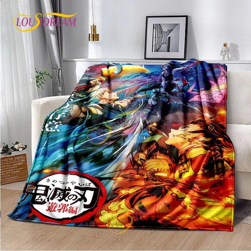 Japanese Cartoon Series Blanket Living Room Bed Sofa Travel 3D Demon Slayer Blanket Cartoon Home Office Hiking Gift