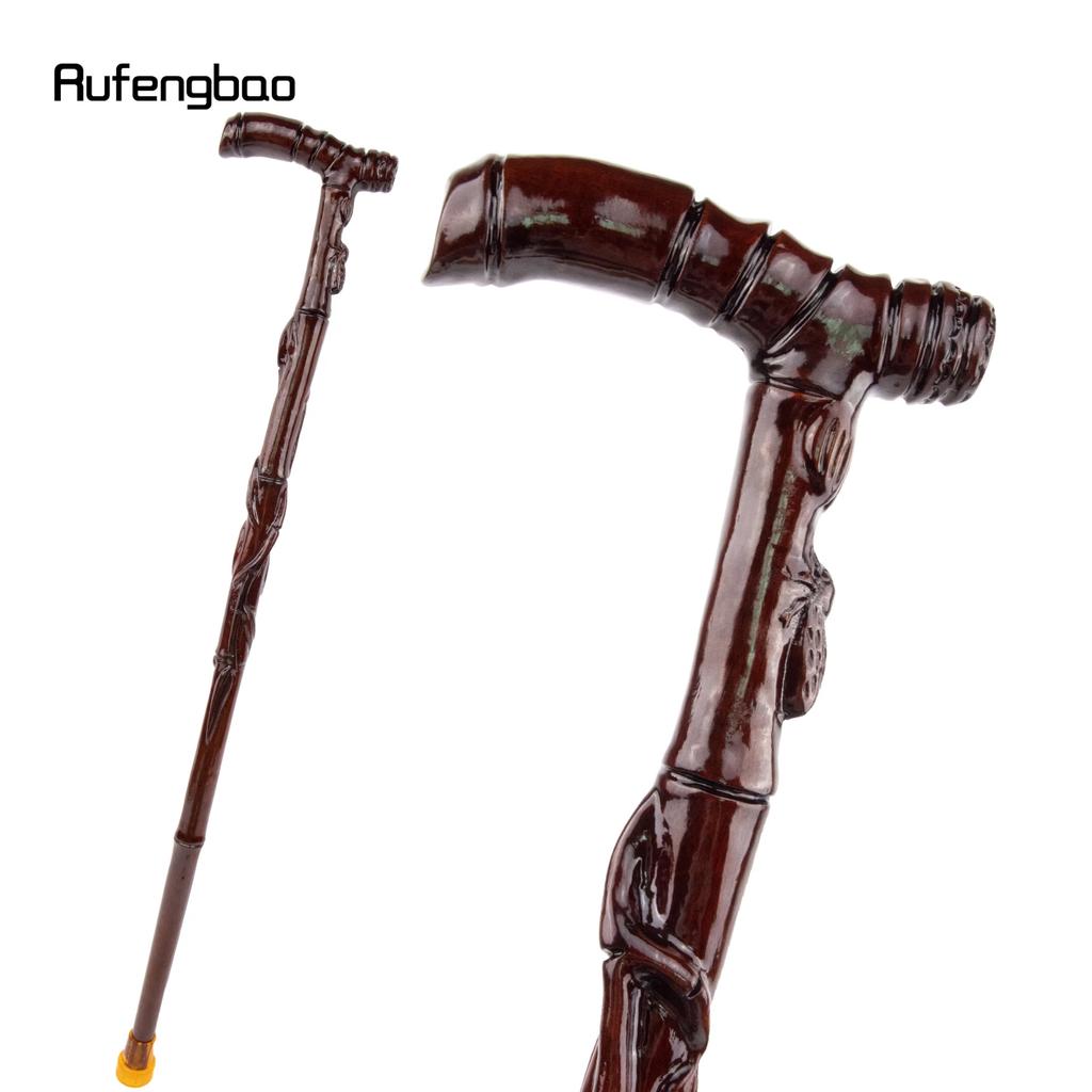 Brown Cicada Bamboo Wooden Single Joint Fashion Walking Stick Decorative Cospaly Cane Halloween Mace Crutch  Wand Crosier 92cm