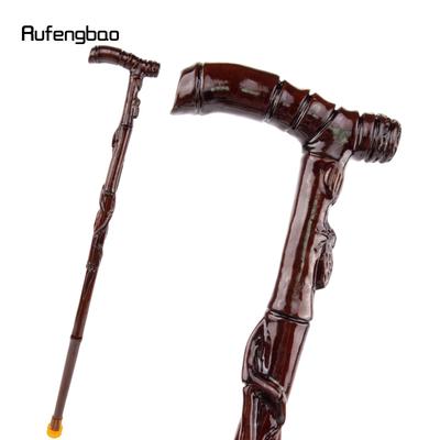 Brown Cicada Bamboo Wooden Single Joint Fashion Walking Stick Decorative Cospaly Cane Halloween Mace Crutch  Wand Crosier 92cm