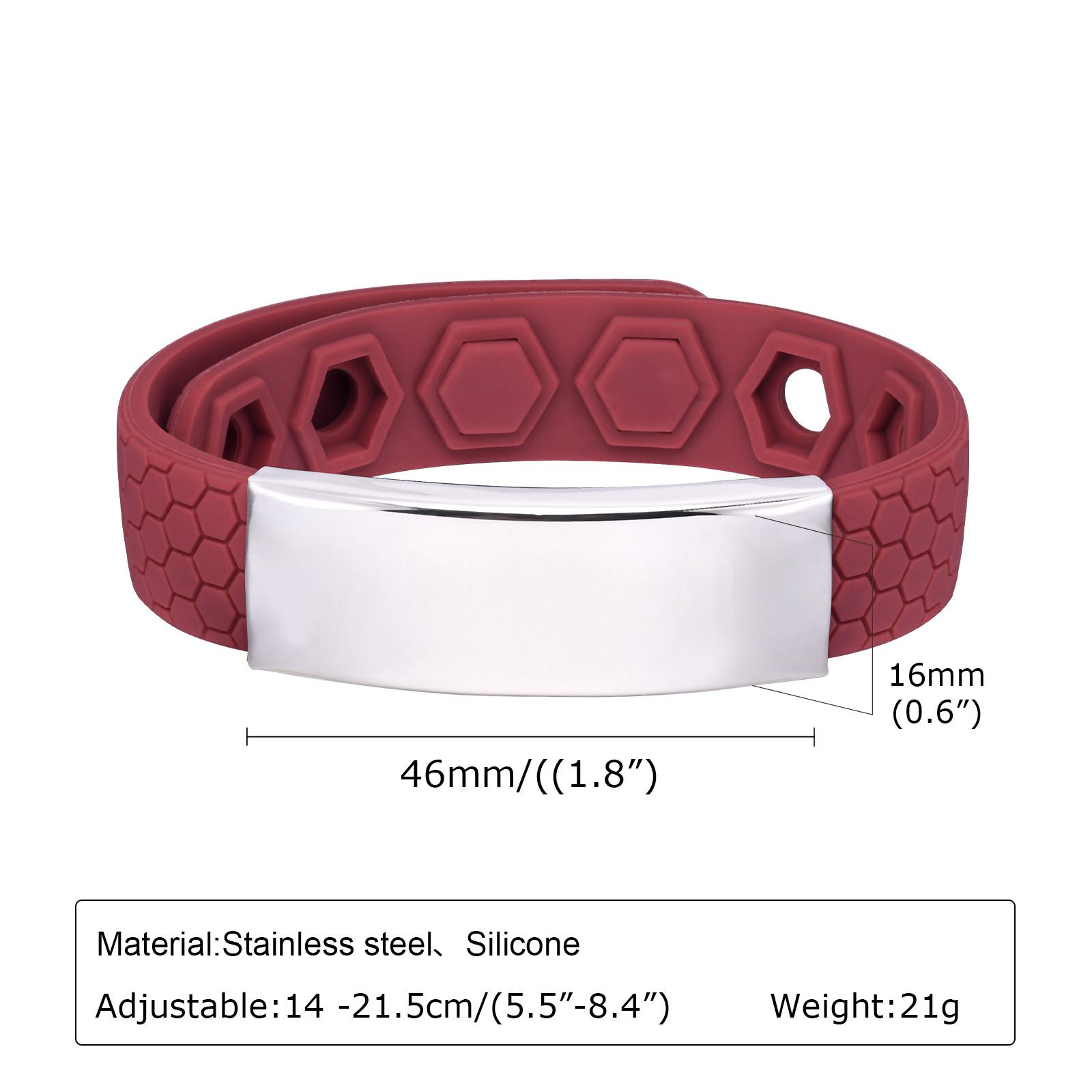 Free Engrave Silicone Bracelets for Men Boys,New Anti Static Custom ID Wristband,Personalized Jewelry no words