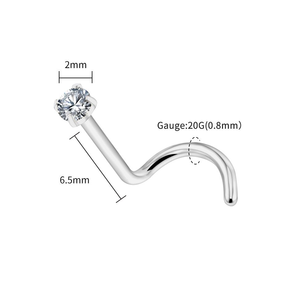 Right Grand ASTM F136 Titanium 20G Nose Stud Ring Hypoallergenic CZ/Ball/Heart/Star Corkscrew Nose Nostril Body Piercing Jewelry