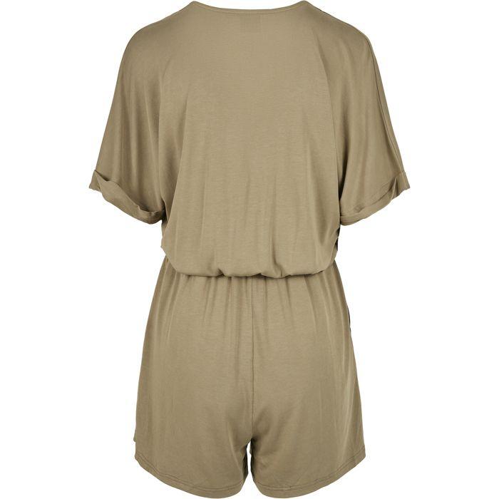 Combishort Femme - Urban Classics - Grandes Tailles - Vert Kaki - Confortable - Poches Pour Les Mains